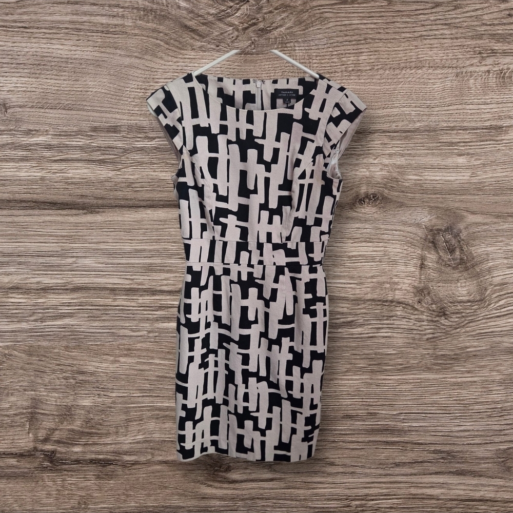 Tahari Black and Taupe Dress Size 2
